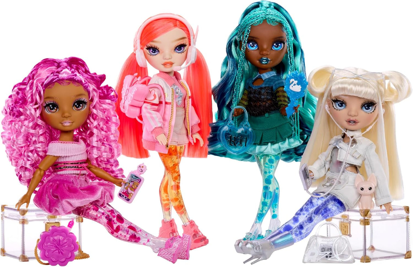 Muñeca Rainbow High Sparkle & Shine - Misty - Muñeca de moda de 28 cm con cabello turquesa y burbujas mágicas de pie, colorida, para vestirse y jugar, coleccionable para 4-12 años