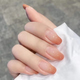 24 piezas Prensa francesa en uñas cortas Ataúd Uñas artificiales Coral Rosa Ombre Uñas adhesivas Juego de uñas de bailarina Puntas de uñas acrílicas Mujeres Primavera Verano Accesorios de uñas