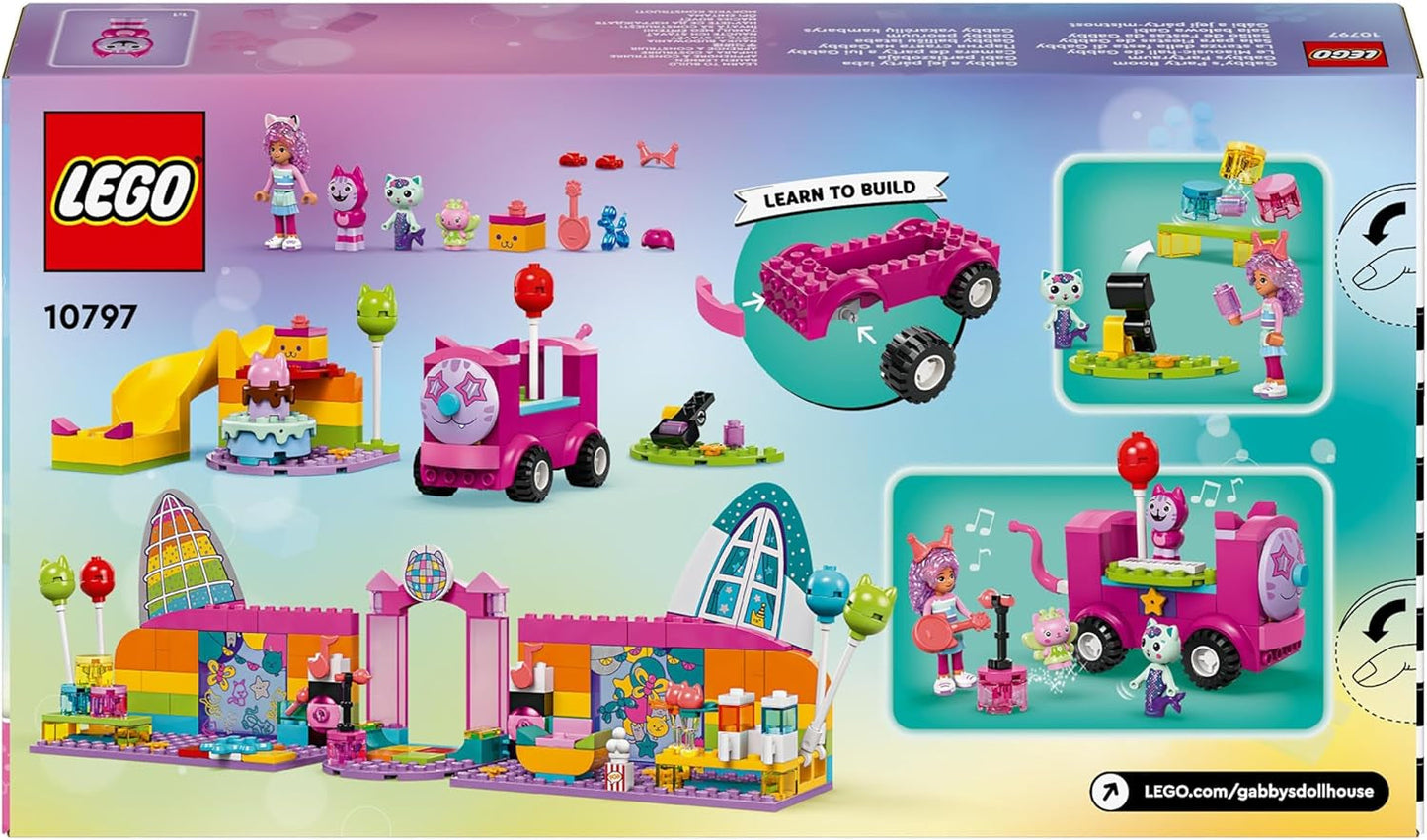 LEGO 4+ Casa de muñecas de Gabby Sala de fiestas de Gabby, set de discoteca con tobogán y figuras de animales para juegos de interpretación creativos, regalo para niñas y niños a partir de 4 años 10797 Juegos de construcción Besuche den LEGO-Store