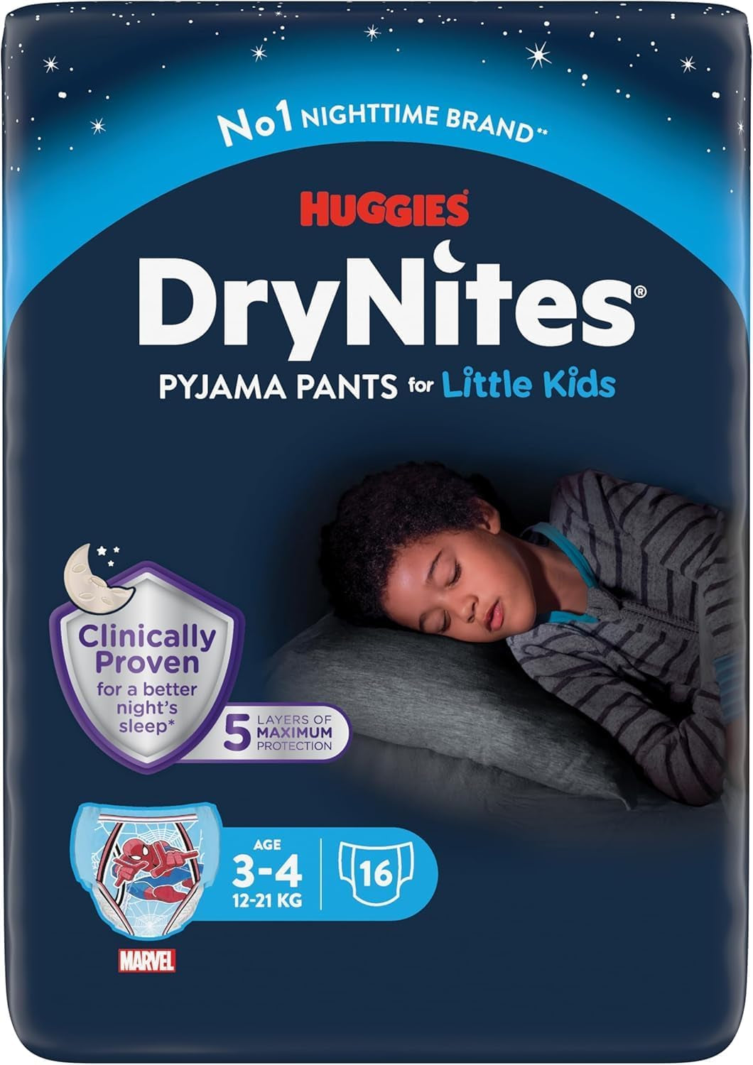 DryNites Pantalones de pijama para niños de 3 a 5 años 1 paquete (1 x 16 piezas)