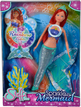 Simba 105733656 - Steffi Love Muñeca Sirena Brillante (39 cm) - Sirena Brillante Que Cambia de Color Arco Iris Luminoso Juguete Impermeable para Niños de 3 años en adelante