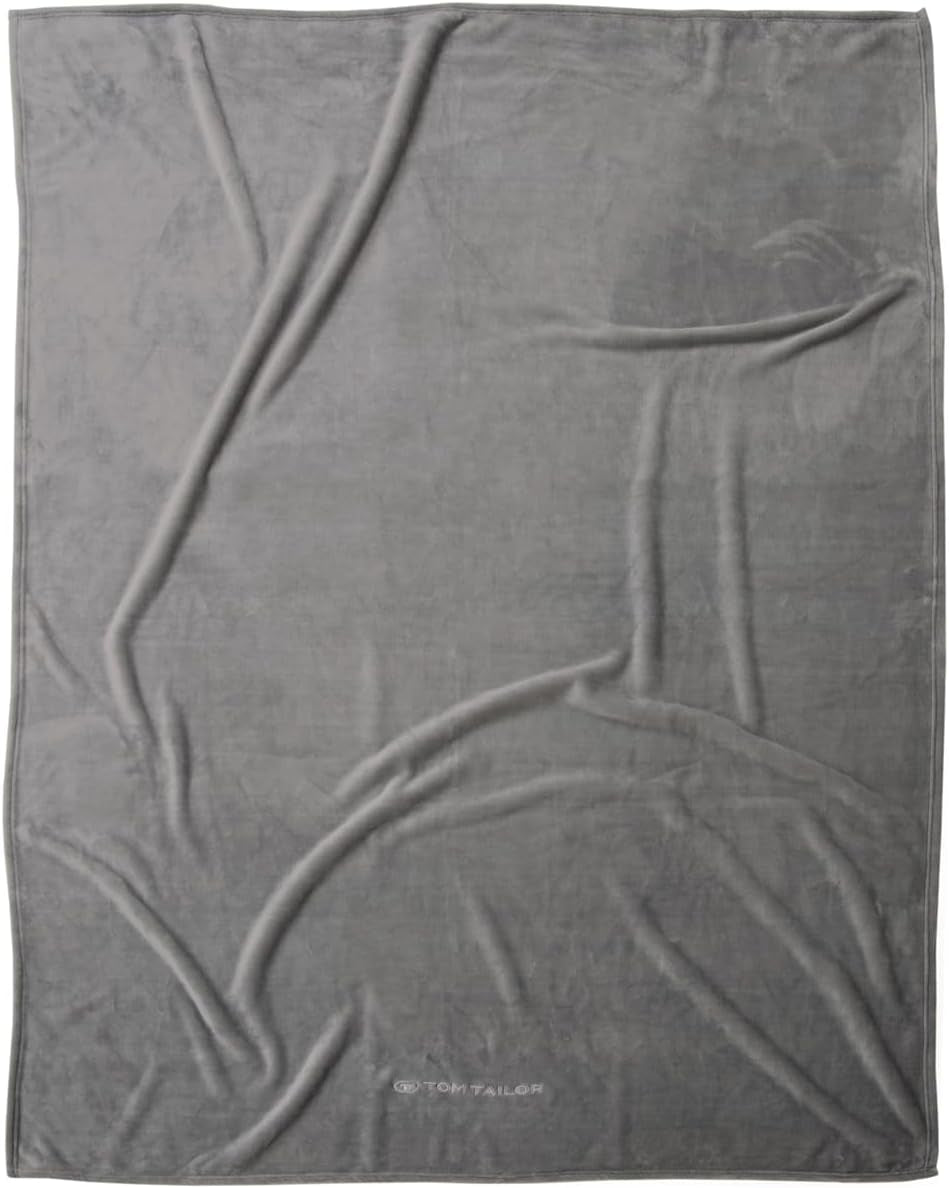 TOM TAILOR Manta Wellsoft, 150X200 Cm, 100% Poliéster/ Wellsoft, logo bordado, MANTA WELLSOFT Naranja (Coral Cálido) Mantas y edredones Naty Shop Gris 150X200 Cm