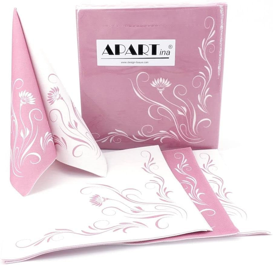 Appartina Elegantia Servilletas Airlaid Tipo Tela 40X40 Cm, Servilleta de Boda de Alta Calidad, Servilletas de Boda Tipo Tela Servilletas Desechables para Diversas Ocasiones (Rosa Oscuro)