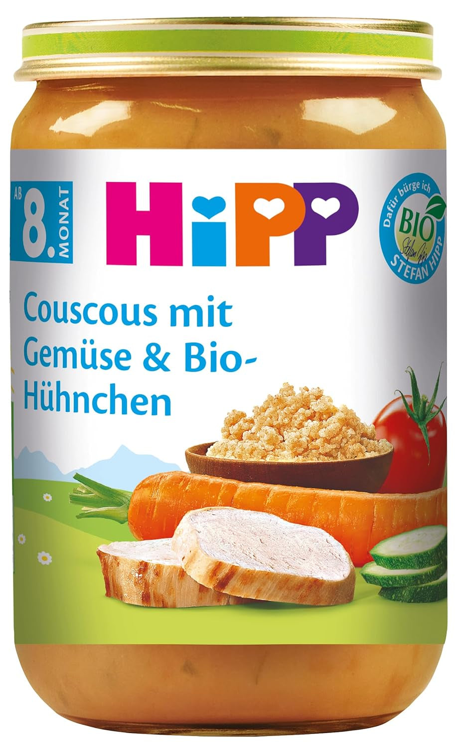 Cuscús HiPP con verduras y pollo orgánico, paquete de 6 (6 x 220 g)