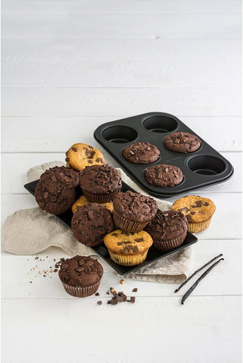 Zenker 6Er Muffinform Negro Metalizado, 275X190X30 Mm, Teflon Classic Antihaftbeschichtung, Hitzebeständig Bis 230°C, Leichte Reinigung, Ideal Für Köstliche Muffins Moldes y bandejas para hornear Naty Shop
