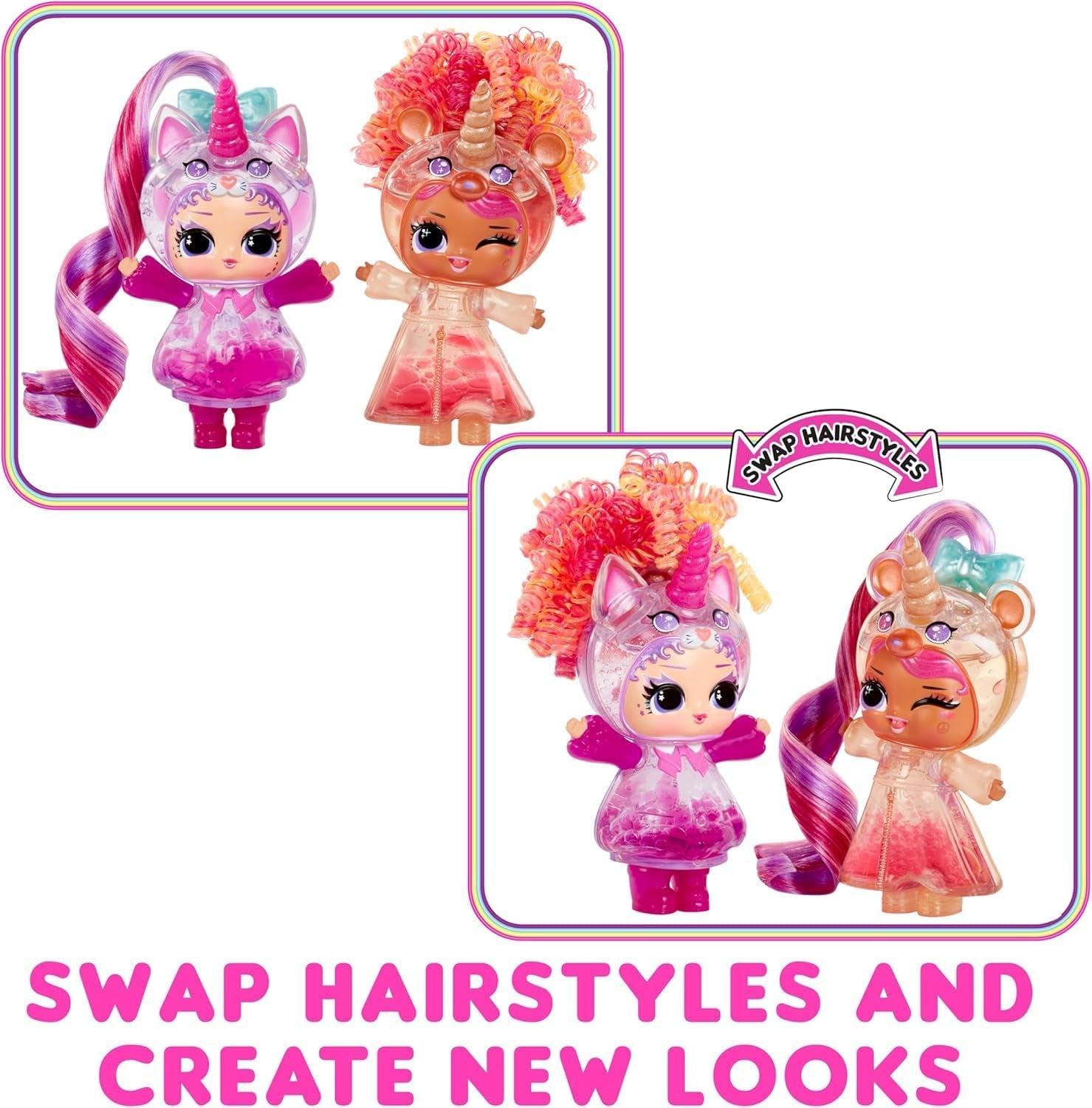 Jajaja ¡Sorpresa! Unicorns Tots: incluye 1 muñeco con cuerpo transparente y efecto lámpara de lava, empaque blindado, 8 muñecos coleccionables con 2 mezclas de colores, para edades de 4 años en adelante