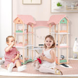 FANTASK Casa de Muñecas de Madera, Casa de Muñecas de 85 cm de Alto 7 Habitaciones con 32 Muebles y Accesorios, Casa de Muñecas con Escalera de Cuerda, Casa de Muñecas Regalo para Niñas de 3 Años (Modelo 3) Naty Shop Casas de Muñecas