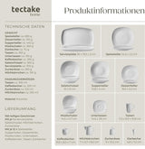 tectake® Vajilla para 12 personas, vajilla de porcelana de 100 piezas, incluye 12 platos, 12 platos de postre, 12 platos llanos, 12 tazas, 12 cuencos de cereales, ensaladera, lechera y azucarero
