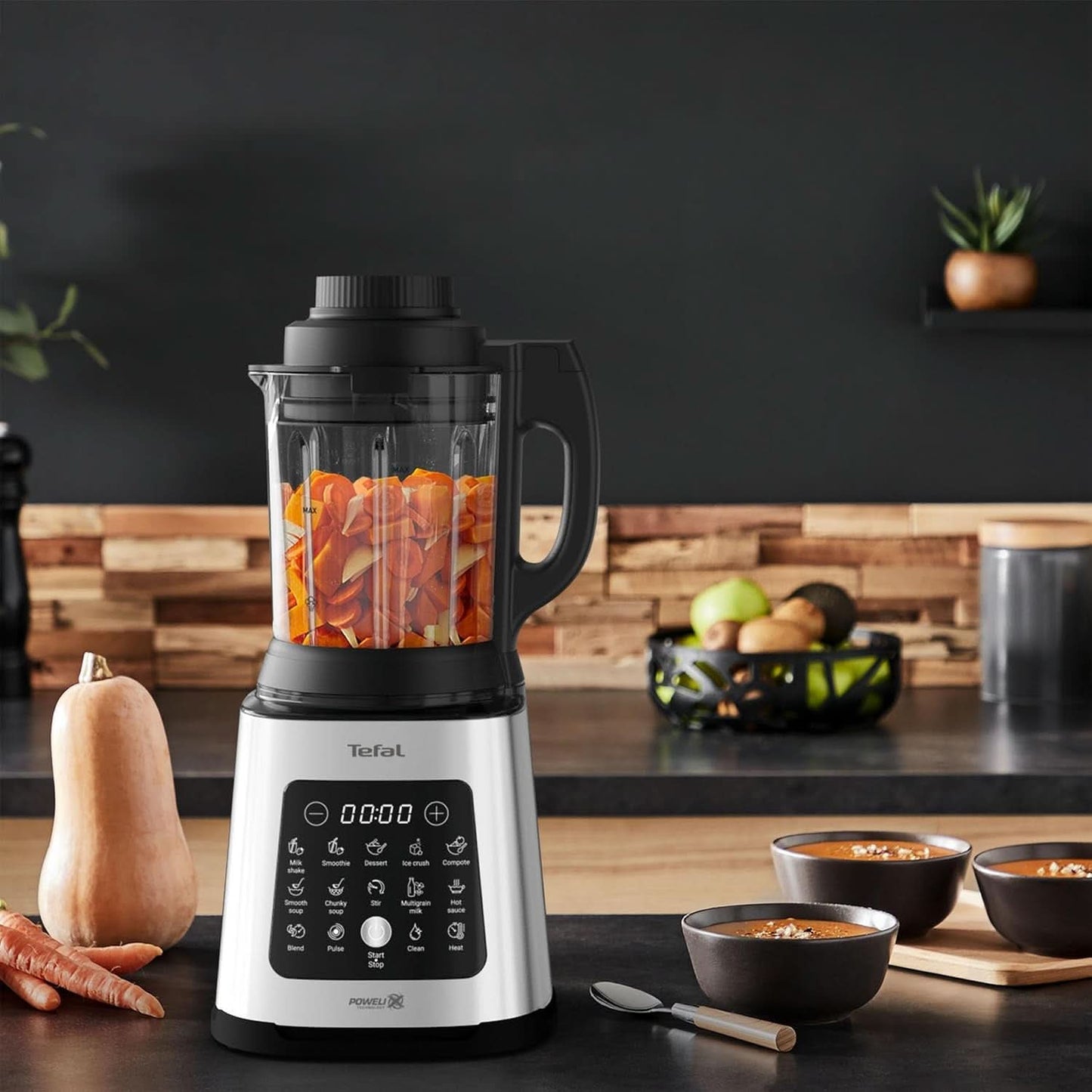 Tefal Perfectmix Cook Hochgeschwindigkeits-Standmixer, Mit Kochfunktion, 10 Auto-Programme, Heiße Und Kalte Rezepte, Abnehmbare Klingen, Inkl. Dampfkorb, Plata/Negro, BL83SD30 Cocina Naty Shop