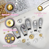 GZMAYUEN 920 Uds. Perlas planas doradas y plateadas para uñas, perlas de uñas color beige medio blanco, perlas pequeñas Halbrunde con parte posterior plana para decoración de uñas DIY