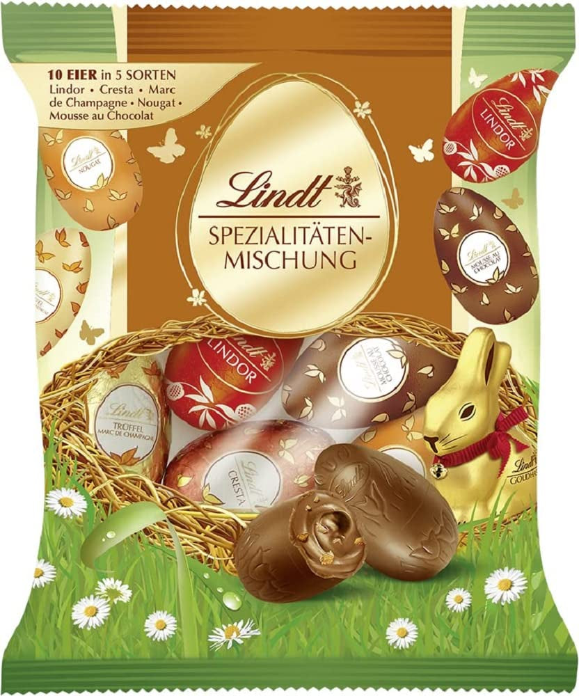 Mezcla especial de chocolate | 2 x 180 g | Huevos con leche entera en cinco variedades con y sin alcohol (Huevos Marc de Champagne y trufas de chocolate | 3 x 90 g)