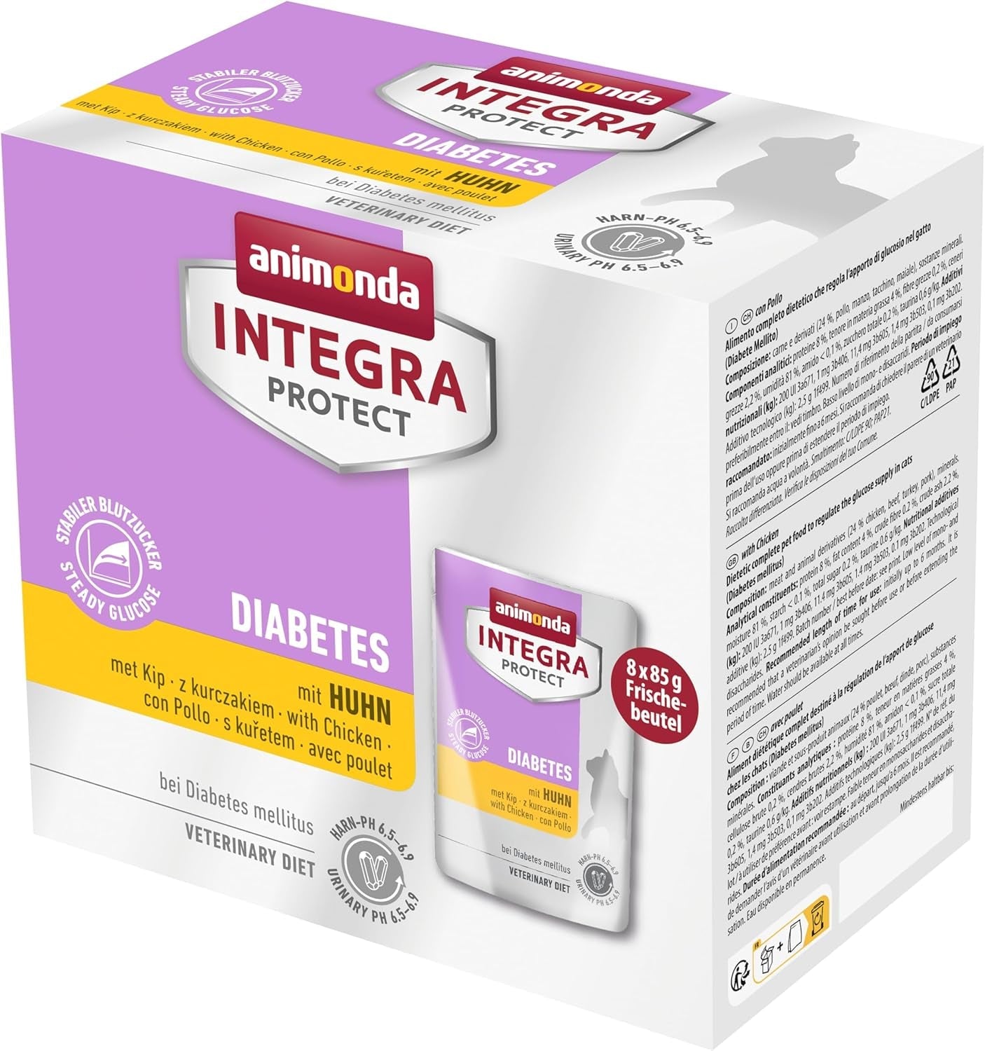 animonda INTEGRA PROTECT comida húmeda para gatos diabéticos con cachorros (8 x 85g), recomendada por veterinarios para la diabetes, alimento dietético completo para gatos adultos, desarrollado junto con veterinarios.