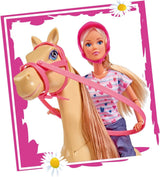 Simba 105730939 - Steffi Love Traje para montar a caballo 2 caballos Muñeca de moda totalmente articulada 29 cm para niños a partir de 3 años