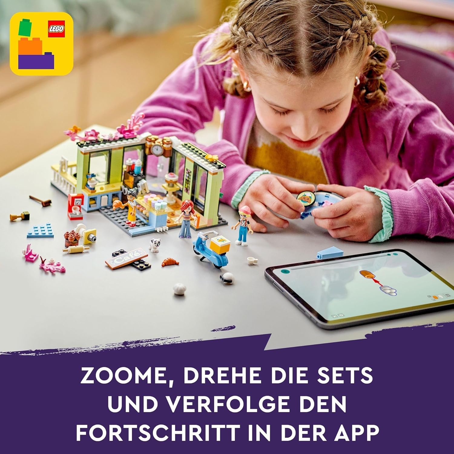 LEGO Friends Heartlake City Café, juguete para niños, panadería de juguetes, idea de regalo para niñas y niños mayores de 6 años, juego de 3 figuras de juego y figura de perro 42618 Juegos de construcción Besuche den LEGO-Store