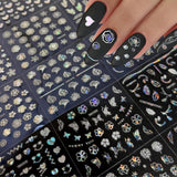 30 Blatt Aurora-Nagelkunst-Aufkleber, Selbstklebende 3D-Blumen-Nagelaufkleber, Aurora-Mond-Stern-Nagelaufkleber para Nagelkunst, Blatt-Herz-Nageldesign para bricolaje-acrílico-decoración