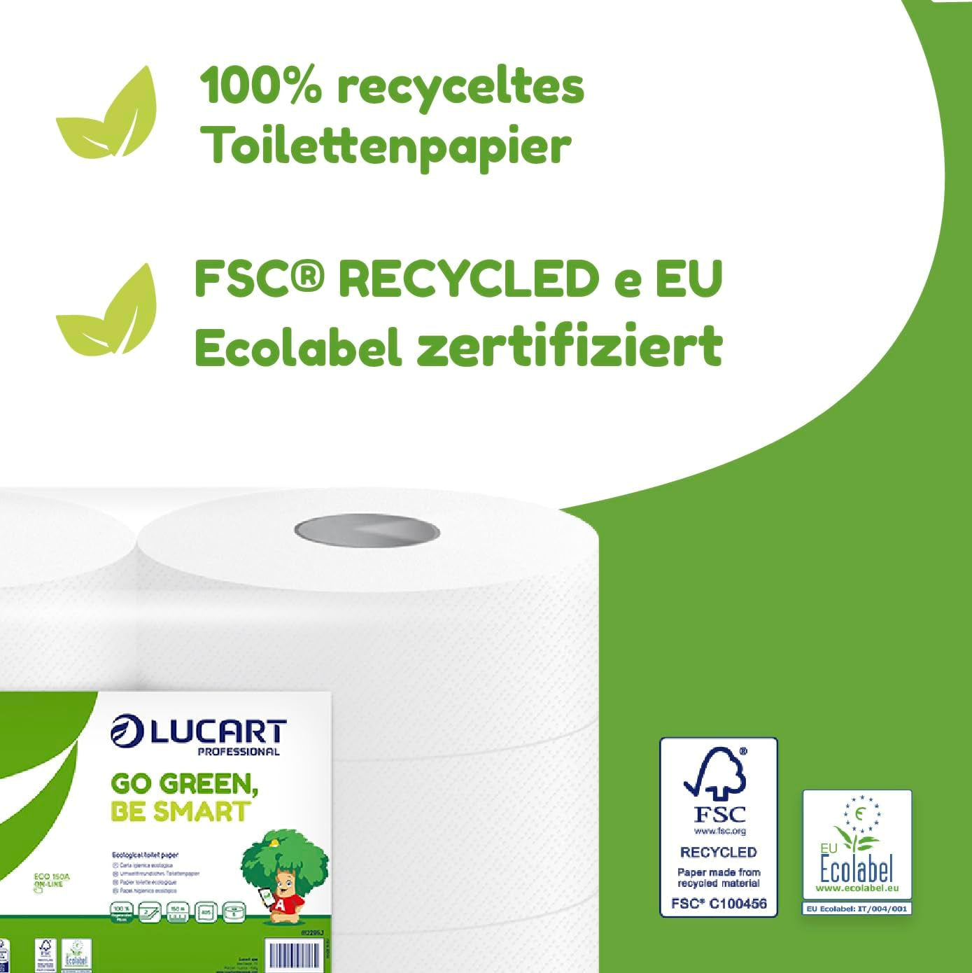 Rollos de papel higiénico Jumbo Eco, 2 capas, crema para lavar a mano con fórmula limpiadora, hidratante y suavizante, aroma floral, 5 L, 6 piezas (paquete de 1)