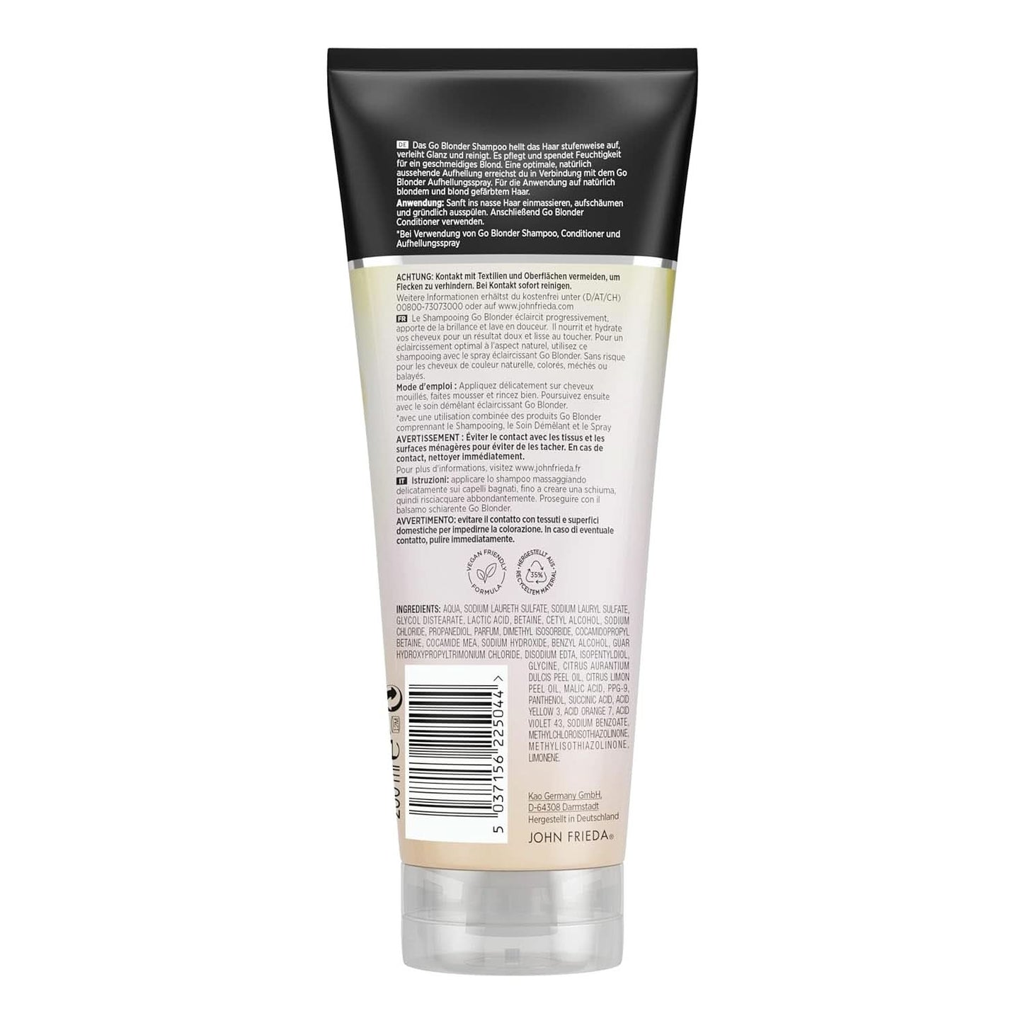 John Frieda Sheer Blonde Go Blonder Champú, 250 ml Ducha y Baño Naty Shop