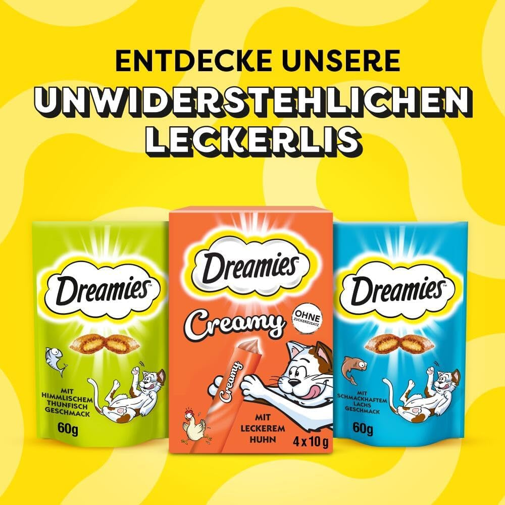 DREAMIES SHAKE UPS Golosinas multivitamínicas para gatos Seafood Festival en sobres en porciones - 55 g (6 sobres)