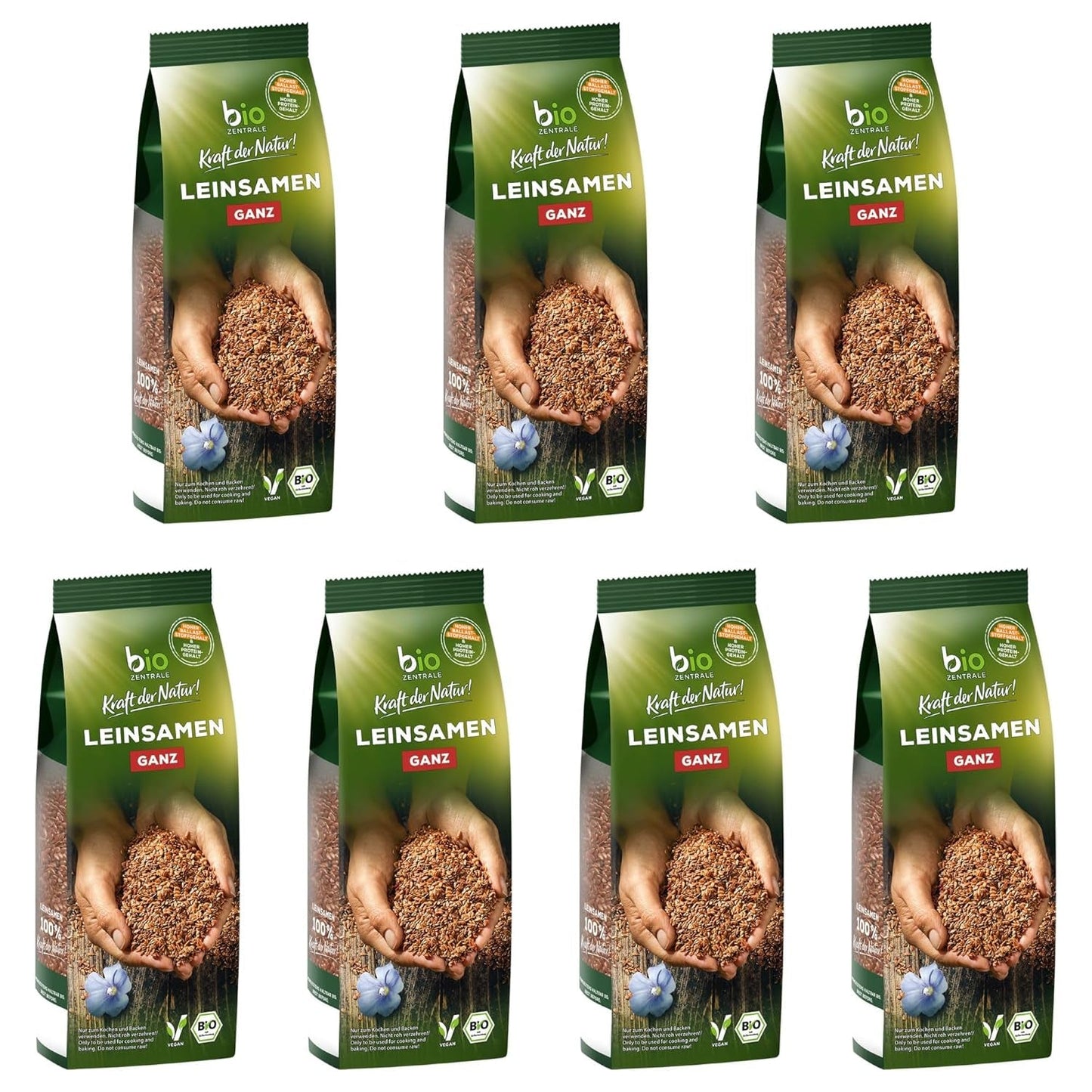 Semillas de lino enteras Biocentral | 7 x 400g de semillas de lino orgánicas | Ideal para yogur, muesli y pan | Alternativa al psyllium, las semillas de cáñamo y las semillas de chía