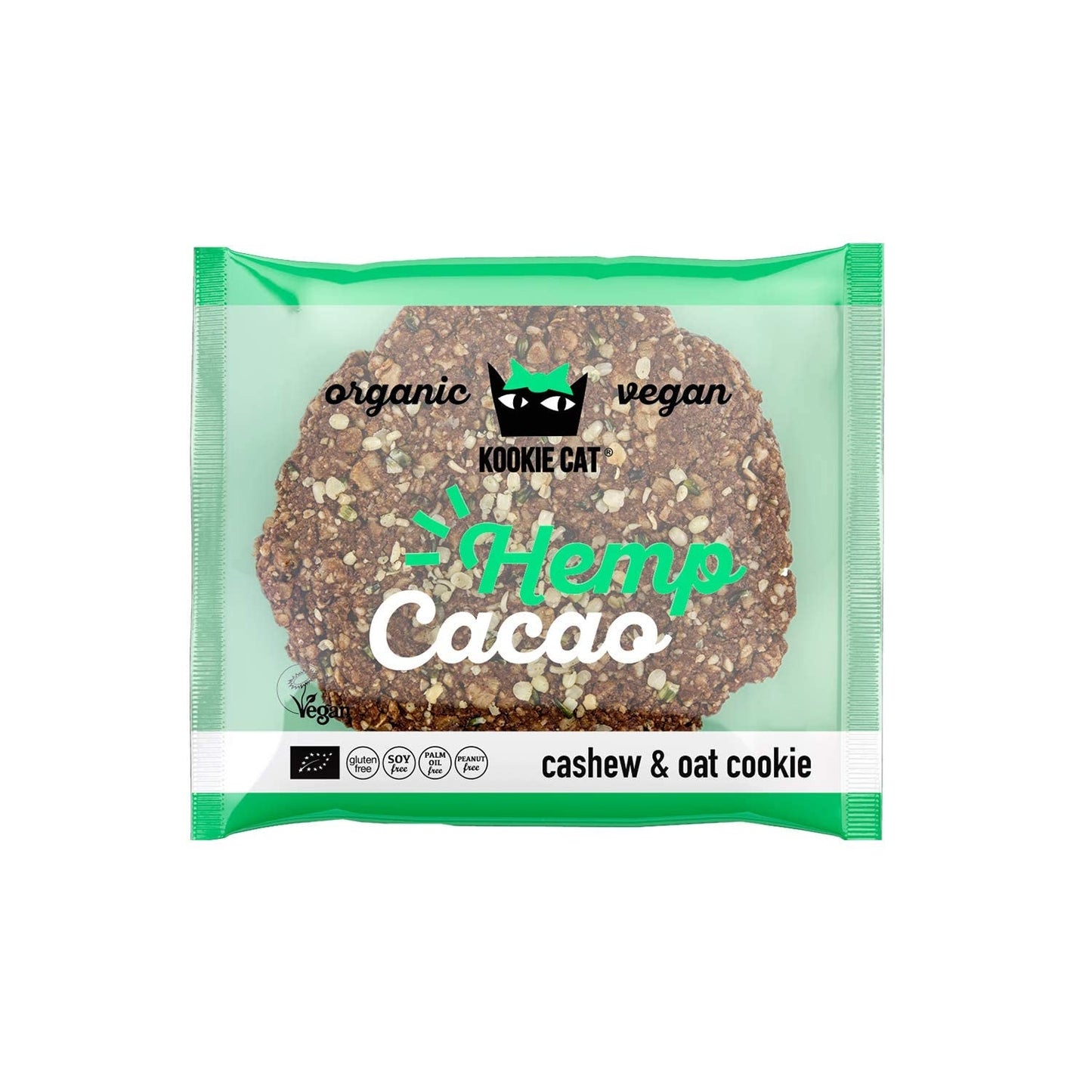 Semillas de cáñamo y cacao - Galletas de avena y anacardo orgánicas, sin gluten, veganas y envueltas individualmente - Paquete múltiple de 12 x 50 g