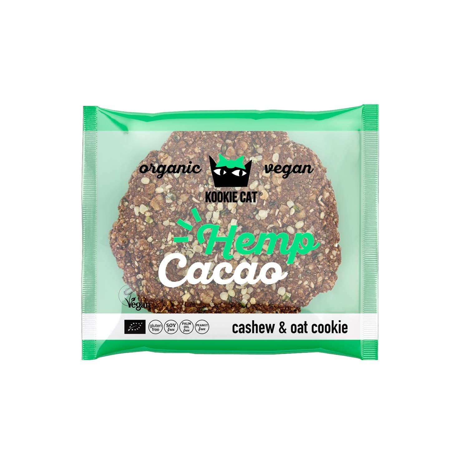 Semillas de cáñamo y cacao - Galletas de avena y anacardo orgánicas, sin gluten, veganas y envueltas individualmente - Paquete múltiple de 12 x 50 g
