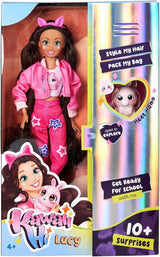 Simba 105953975 - Muñeca Lucy Kawaii Hi Dress-Up (26cm) - Muñeca articulada de Peluquería, Conejo de Pelo Largo y Accesorios Juguete para 4 años en adelante