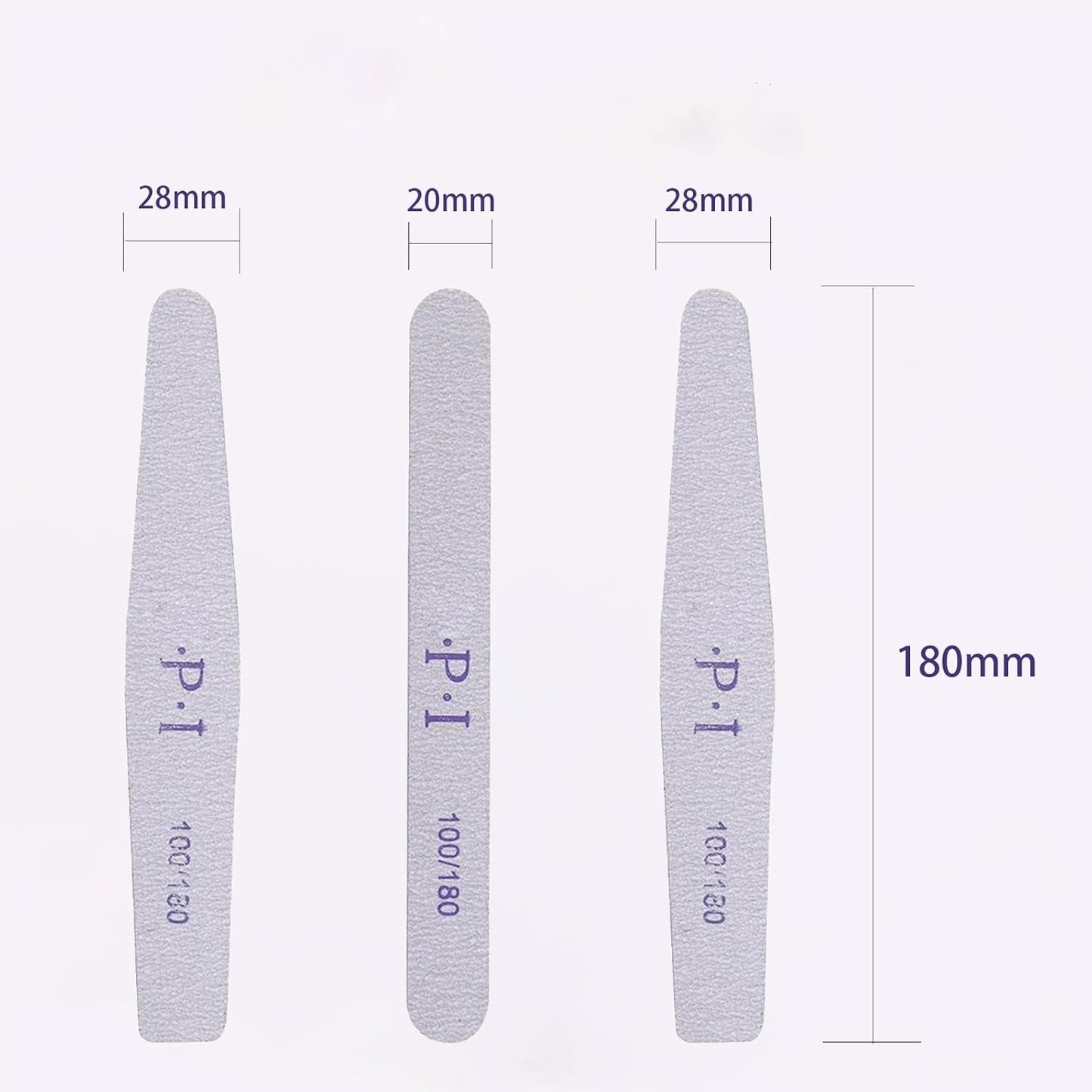 Juego de limas de uñas de 3 piezas, limas de uñas para uñas de gel, accesorios de uñas de gel resistentes al desgaste y lavables, lima de uñas profesional 100/180 con 3 formas, color blanco