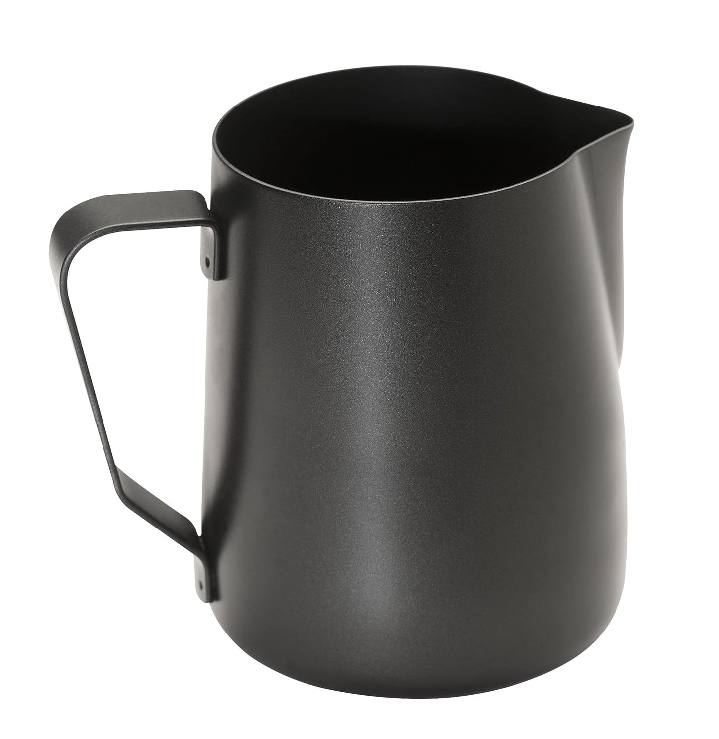 APS 10334 Jarra para leche - Jarra para leche de alta calidad con revestimiento antiadherente, fabricada en acero inoxidable - Perfecta para espumar leche. Taza universal, negra, 350 ml.