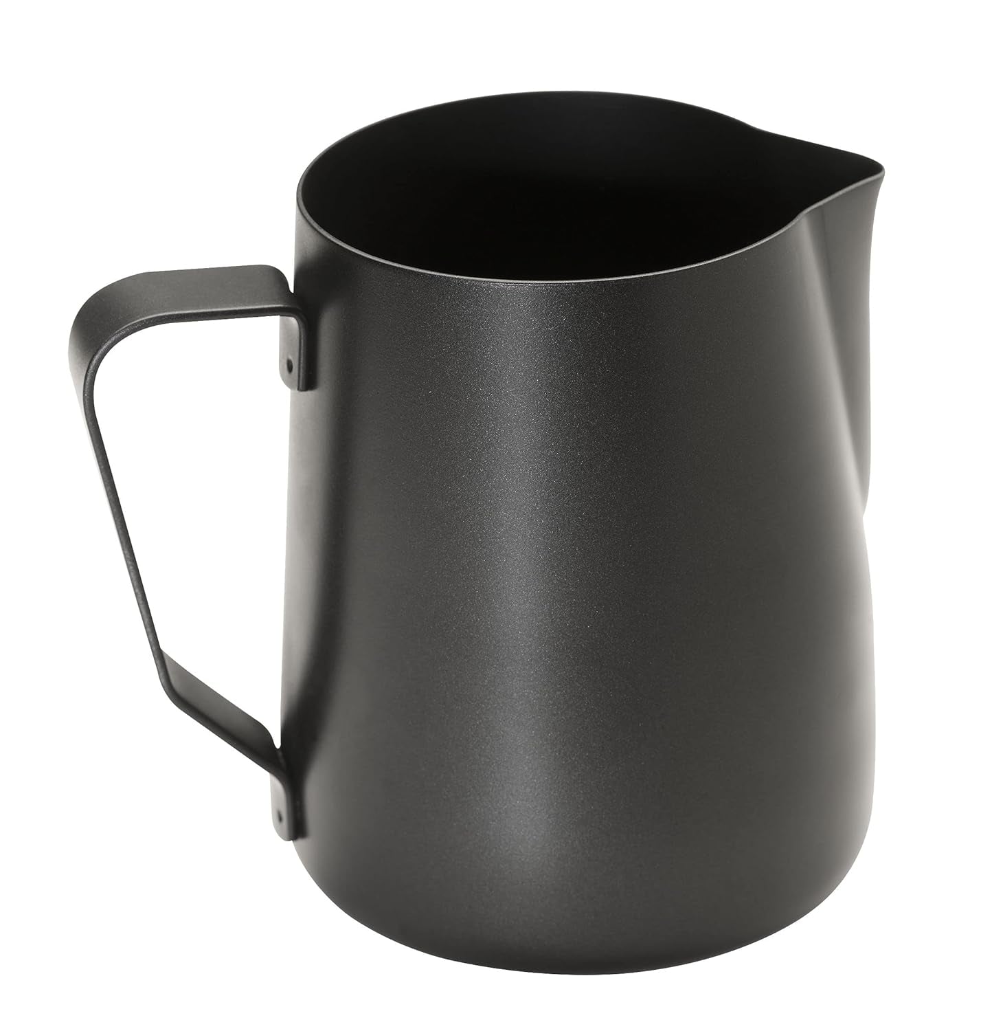 APS 10334 Jarra para leche - Jarra para leche de alta calidad con revestimiento antiadherente, fabricada en acero inoxidable - Perfecta para espumar leche. Taza universal, negra, 350 ml.