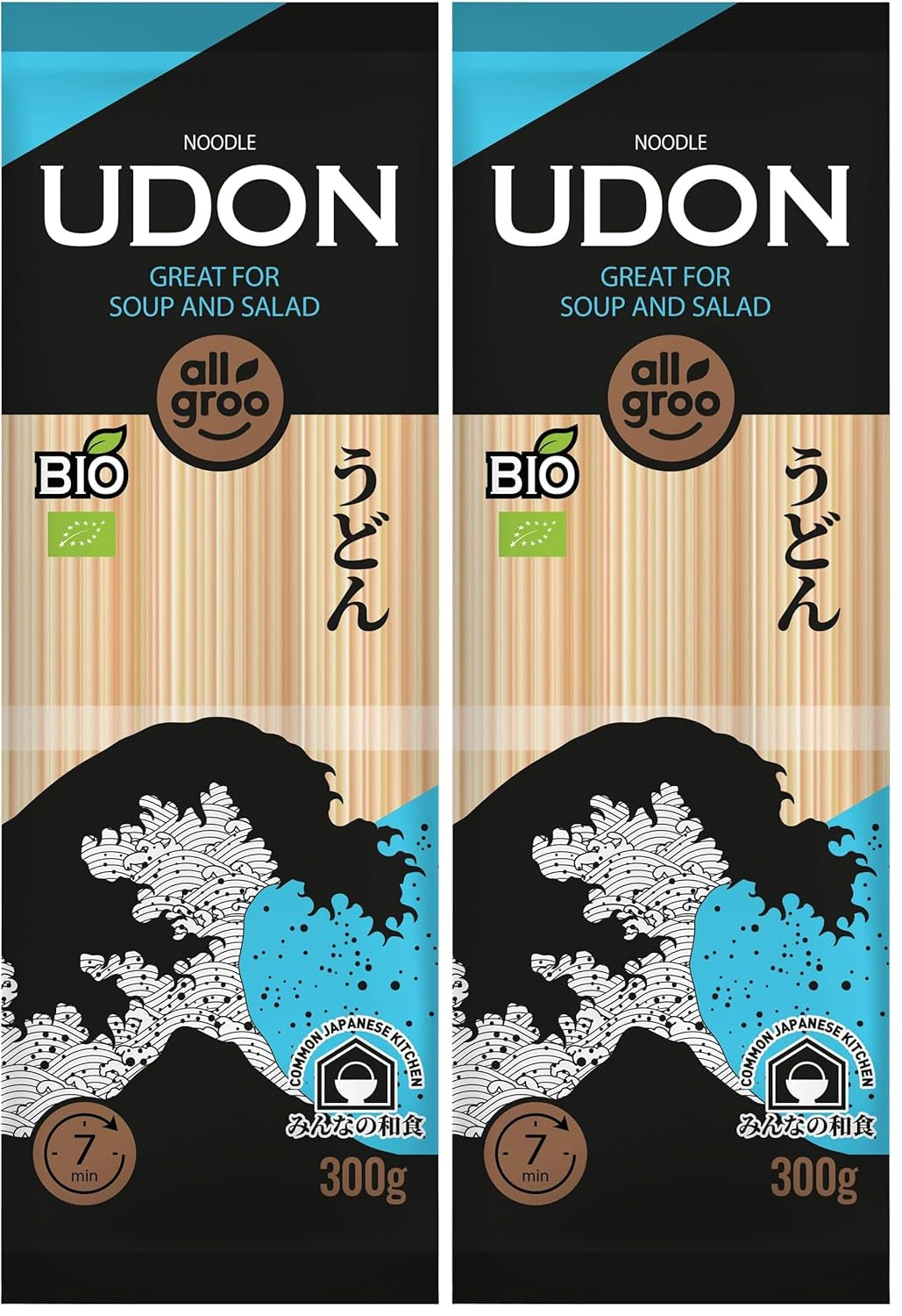 Fideos de trigo orgánicos Allgroo, Udon, CN-BIO-154-1 x 300 g