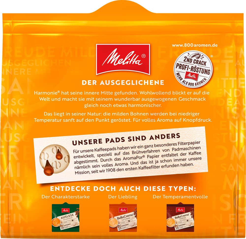 Melitta BellaCrema Intenso gemahlener Röstkaffee in Kaffee-Pads 10 x 16 Pads & Harmonie leve gemahlener Röstkaffee in Kaffee-Pads 10 x 16 Pads