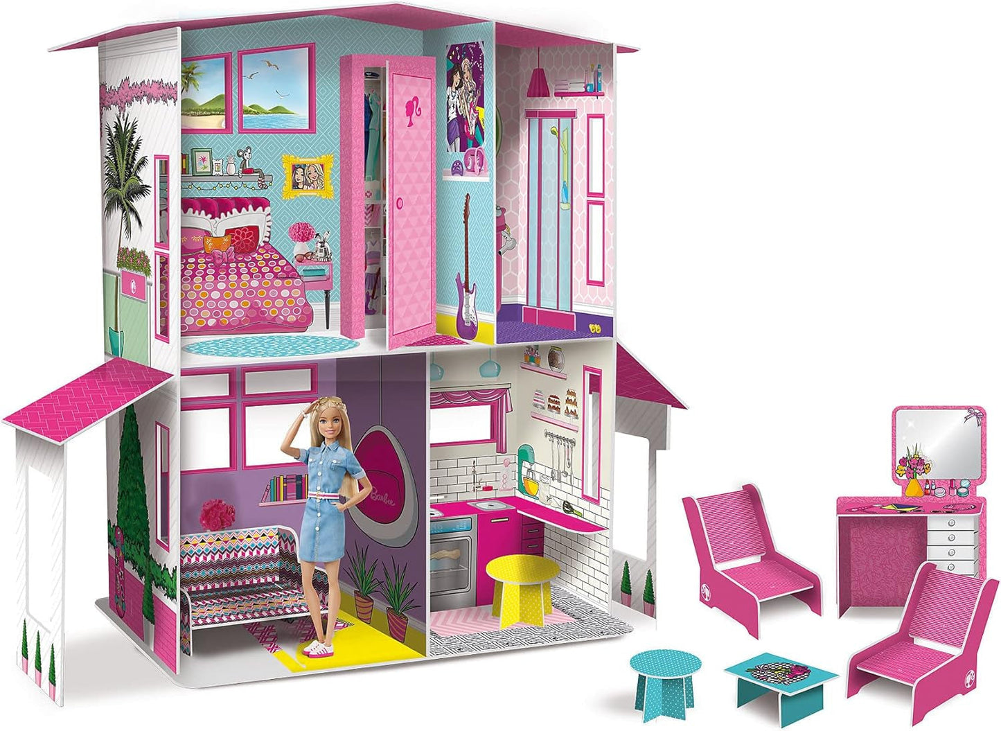 Lisciani - Casa de Muñecas BARBIE - Villa de ensueño Barbie en dos pisos - Casa 3D para construir, decorar y diseñar - Juguete de construcción y artesanía creativa para niños de 4 años en adelante Casas de muñecas Naty Shop Default Title