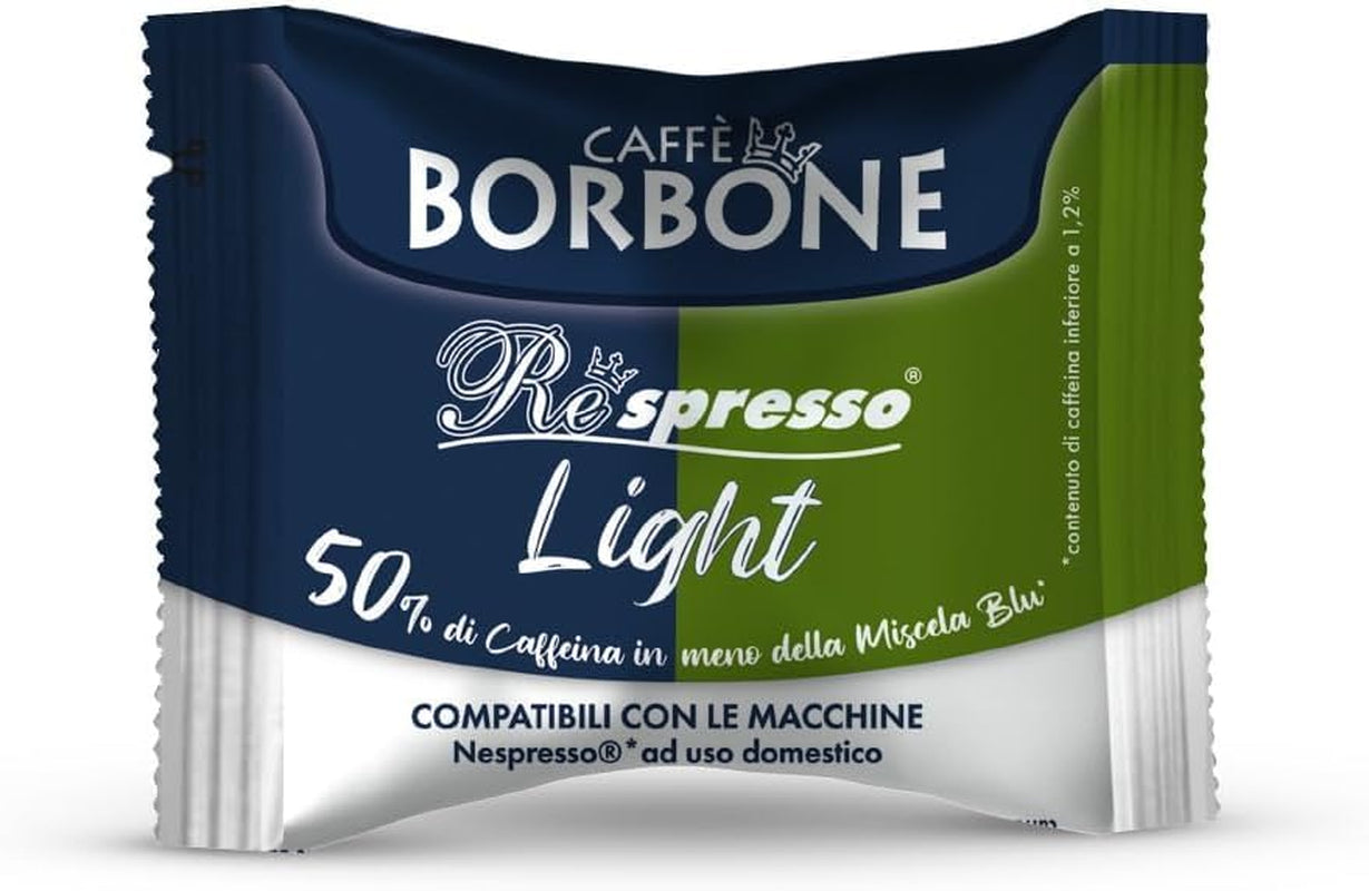 Caffè Borbone Respresso, mezcla de café ligero, 50% Weniger Kaffein als die Blue Mischung - 50 Kapseln - Compatible con Nespresso®* Haushalts-Espressomaschinen