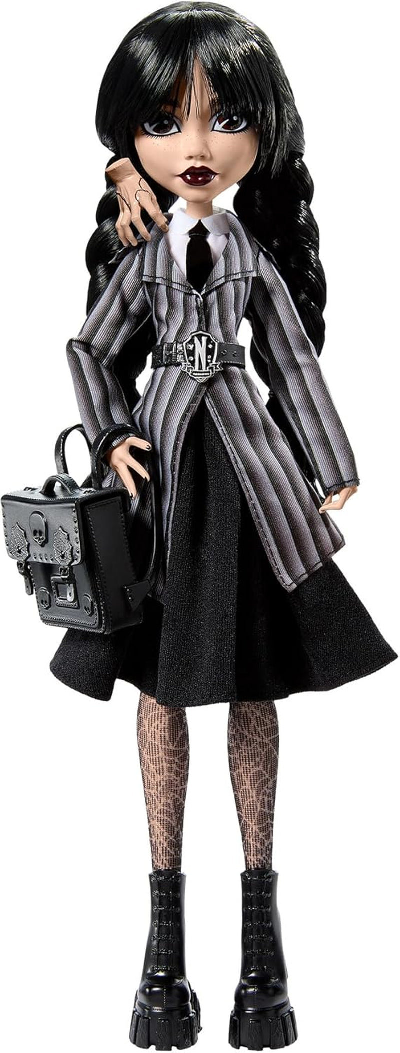 Muñeca Monster High Wednesday y Accesorios Figura Coleccionable Wednesday Addams en Uniforme de Nevermore Academy con Mano Fría y Mochila Soporte para Muñecas HXJ04 Naty Shop Muñecas