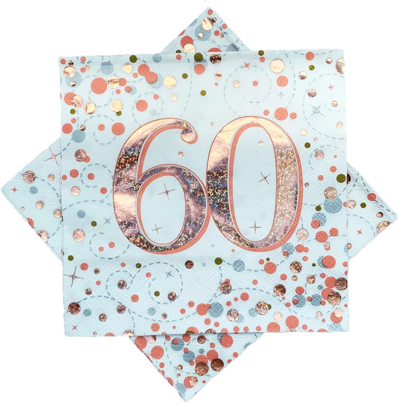 Servilletas Sparkling Fizz 60Th de oro rosa 33 cm x 33 cm 3 capas 16 piezas