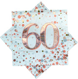Servilletas Sparkling Fizz 60Th de oro rosa 33 cm x 33 cm 3 capas 16 piezas