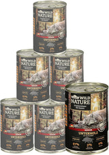 Dehner Wild Nature Katzenfutter Unterholz, Nassfutter getreidefrei / zuckerfrei, für ältere Katzen, Wildschwein, dosis de 6 x 400 g, (2,4 kg)