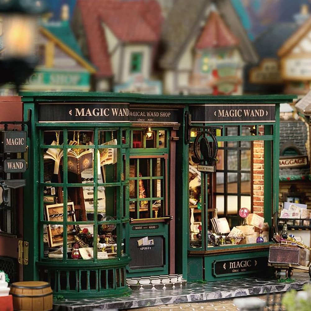 Magic Shop casa de muñecas con cubierta antipolvo, Kit de muebles de casa de muñecas en miniatura, escala 1:24, regalo creativo para niños y adolescentes, regalo de cumpleaños