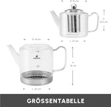 Karaca Dora Juego de tetera de vidrio de borosilicato con infusor de té de acero inoxidable, tetera de 2 litros y tetera de vidrio de 1 litro con infusor, tetera turca, Caydanlik, tetera de hierbas turca, té suelto, XL
