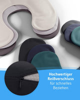 Juego de 2 Fundas de Almohada con Cremallera Almohadas Ortopédicas Cervicales Certificadas Oeko-Tex Negro Paquete Doble Perfecto para Almohadas de Cuello ANDAR Algodón Maco (Jersey Doble) No necesita planchado y apto para secadora Naty Shop