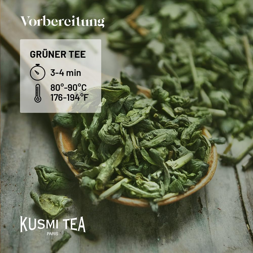 Té Kusmi - Paquete de 2 - Té verde jazmín - Mezcla de té verde jazmín orgánico - Té verde 100% orgánico - Se puede consumir frío o caliente - 2X20 bolsitas de té