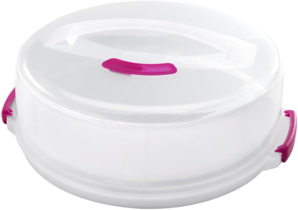 Recipiente para tartas Metaltex, regulable en altura, polipropileno, blanco/transparente, ⌀ 30 cm, regulable en altura 8 y 15 cm Naty Shop cajas para guardar alimentos 30 X 30 X 15 Cm