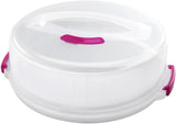 Recipiente para tartas Metaltex, regulable en altura, polipropileno, blanco/transparente, ⌀ 30 cm, regulable en altura 8 y 15 cm Naty Shop cajas para guardar alimentos 30 X 30 X 15 Cm