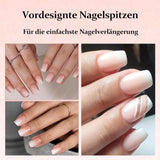 Juego de 240 uñas cuadradas degradadas, uñas artificiales degradadas blancas desnudas para pegamento de pluma de aceite, uñas postizas naturales degradadas medias para mujeres DIY (cuadradas desnudas)