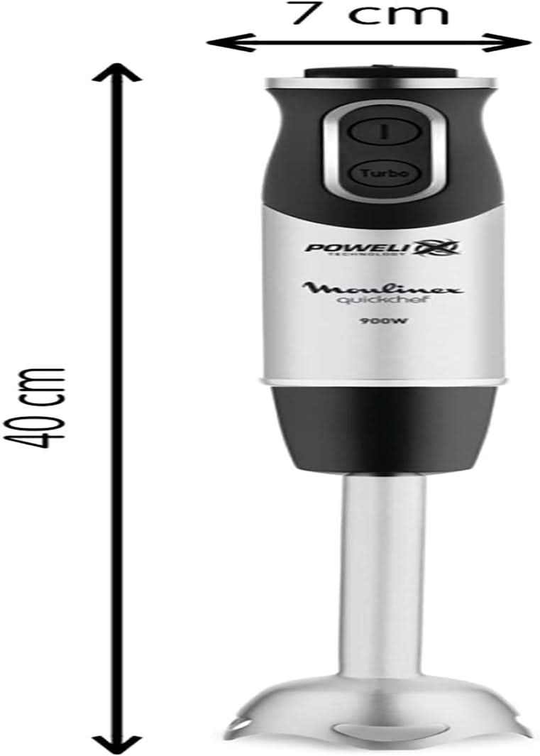 DD6558 DD655810 Batidora de mano Quickchef 3 en 1, tecnología Powelix, 3 Zubehörteile, Edelstahl, Stahl/Negro Cocina Naty Shop