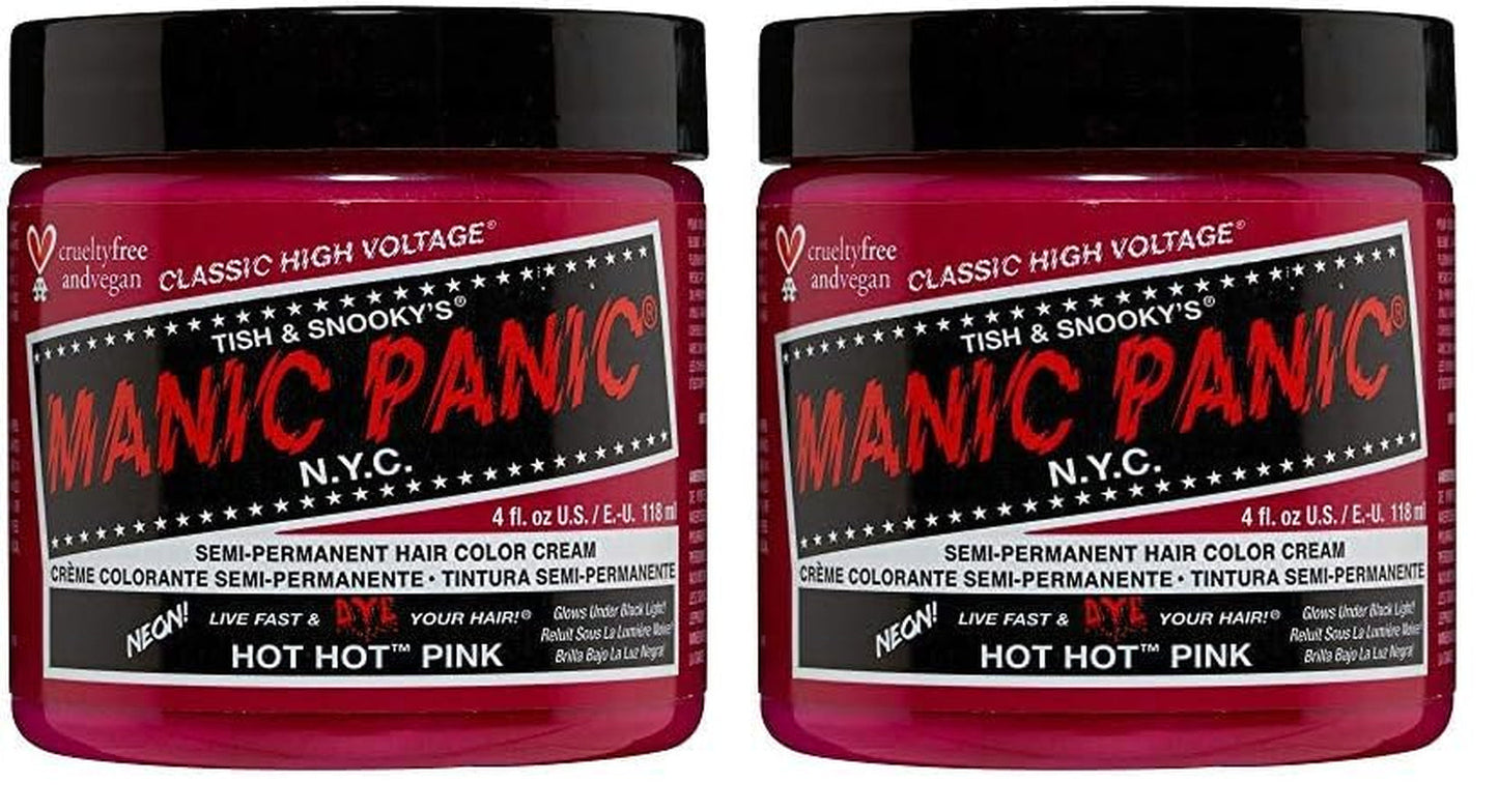 Manic Panic Hot Hot Pink Crema Clásica Vegano Cruelty Free Tinte Capilar Semi Permanente 118ml Naty Shop Tinte Capilar Hot Hot Pink 118 Ml (Pack de 2)
