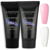 GZMAYUEN Poly Nail Gliding Solution 30ml * 2 Gel de extensión de uñas Gel de extensión de poliéster líquido - Solución de deslizamiento fácil de bricolaje con cepillo