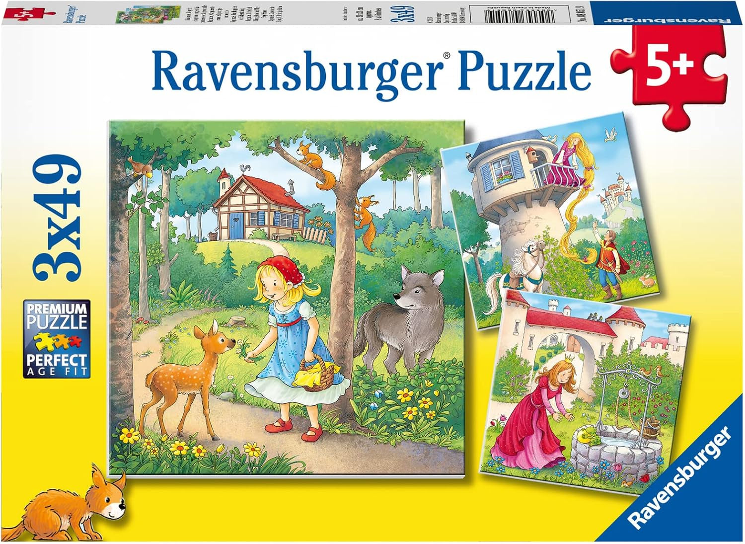 Ravensburger Puzzle para niños - 08051 Rapunzel, Caperucita Roja y el Rey Rana - Puzzle de 3X49 piezas para niños 5+ Puzzle de 3X49 piezas Naty Shop Título predeterminado