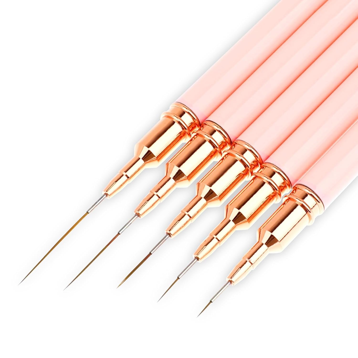 Nail Art Liner-Brush 5-Teiliges Gel-Nagellack-Malerei-Nagel-Punkt-Zeichnungs-Werkzeug Für Lange Linien Kunst-Design-Stift-Set Metallgriff Nail-Art-Design-Binsel para mujeres