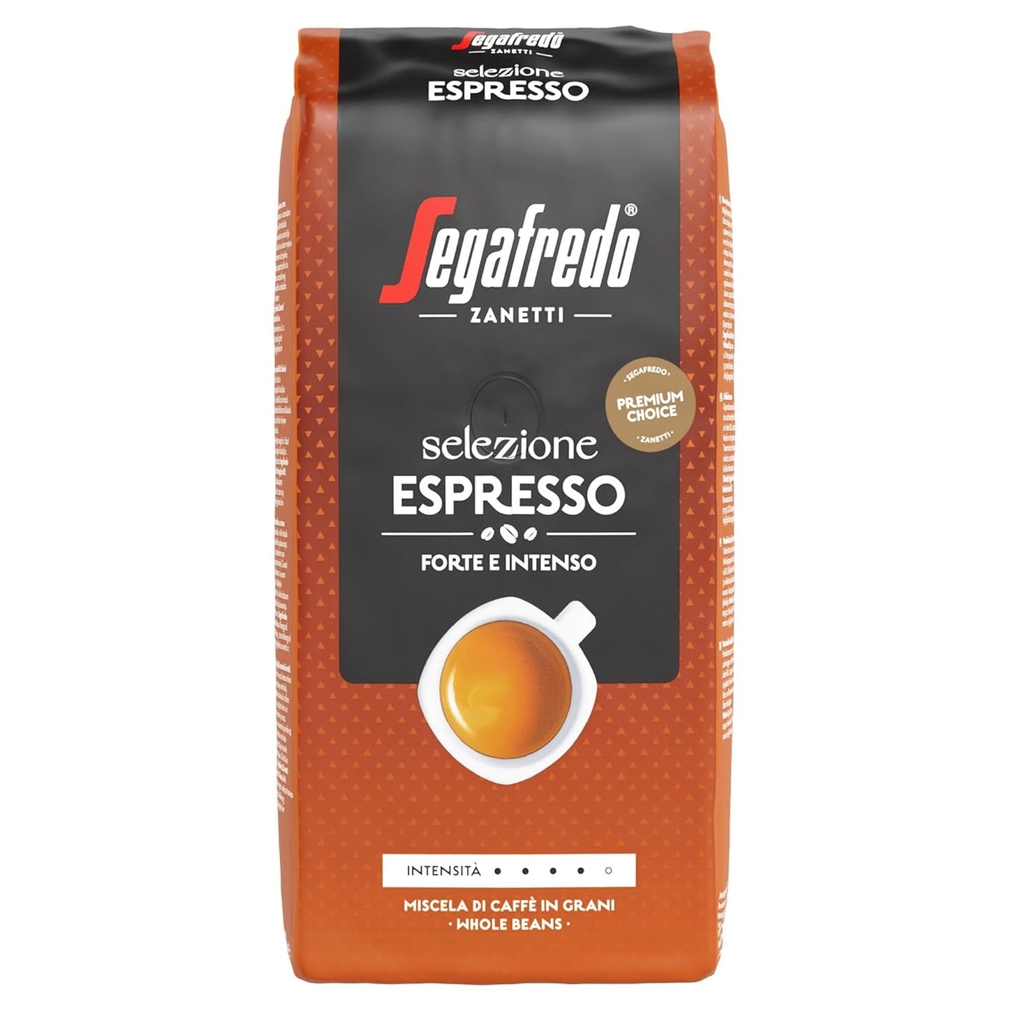 Segafredo Zanetti Selezione Espresso - Grano entero (paquete de 1kg) - Apto para todas las especialidades de café italiano - Tostado medio a oscuro, sabor fuerte e intenso